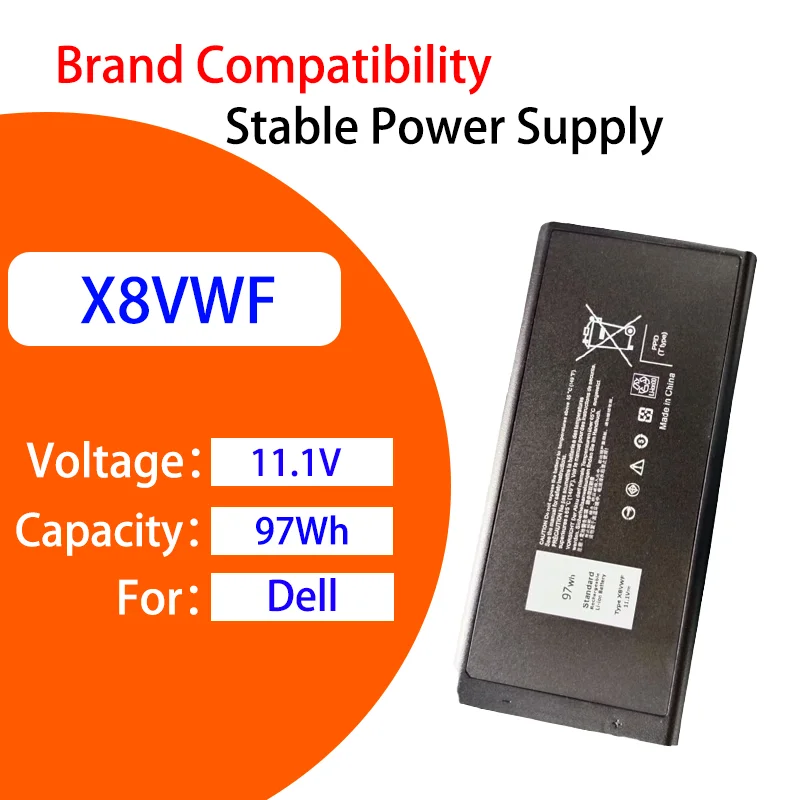 

Premium Replacement Laptop Battery Compatible For Dell X8VWF DKNKD 4XKN5 CJ2K1 5XT3V 11.1V 97Wh Safe Durable Battery