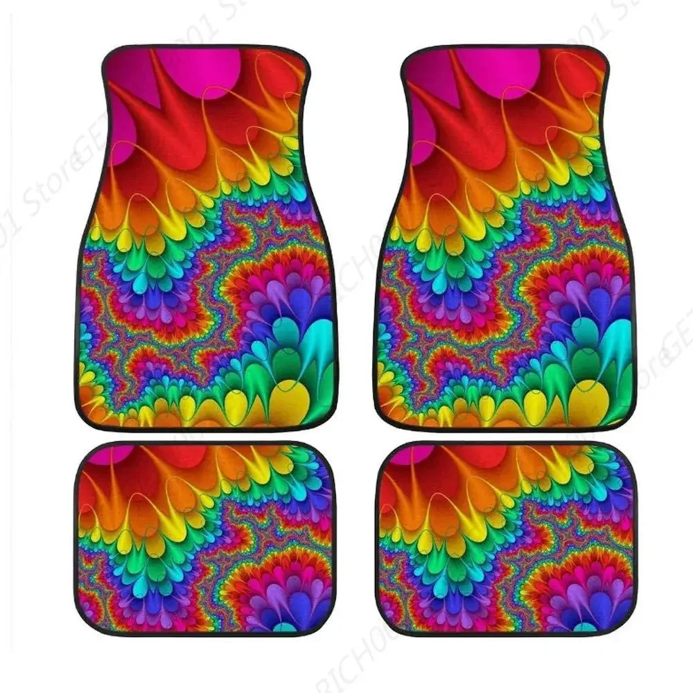 

Alfombrilla Para El Suelo L Coche Rainbow Boho Ethnic Tie Dye Printing 4 Piezas Juego Completo Alfombras Lanteras/traseras Ajus