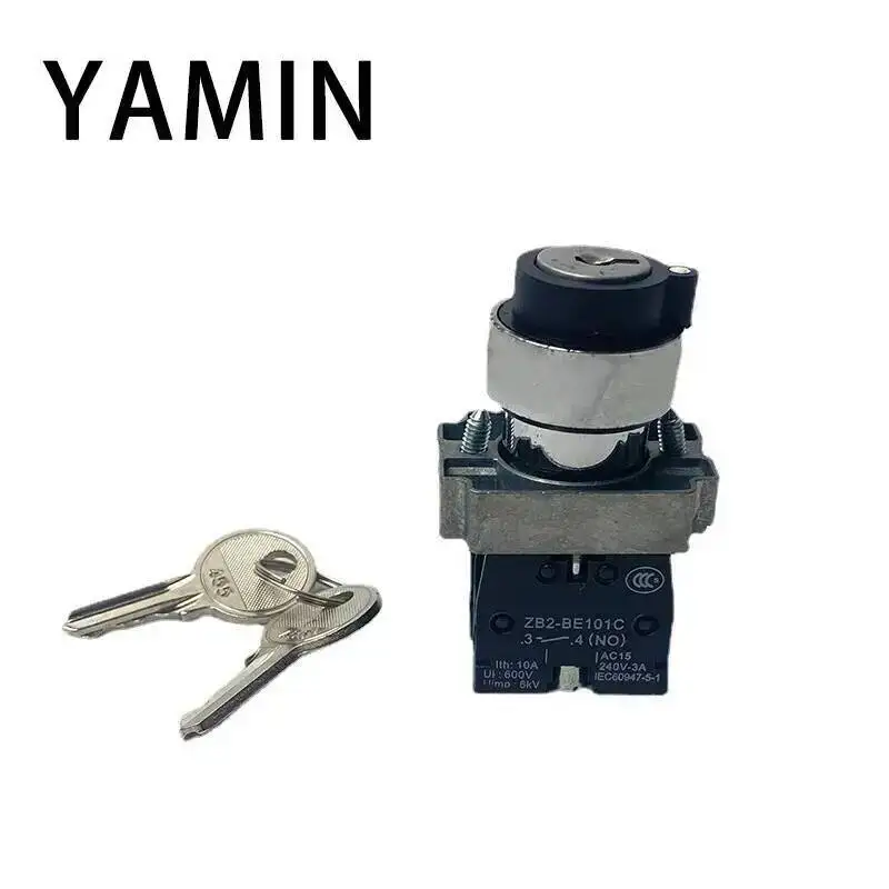 XB2-BG Series 22MM Key Operated Rotary Button Switch Self-locking Reset Selector 2/3 Positions NO NC BG21 BG33 53