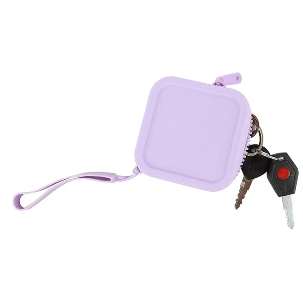 

Solid Color Silicone Square Coin Purse Mini INS Small Item Bag Candy Color Data Cable Storage Bag Earphone Storage Bag Women