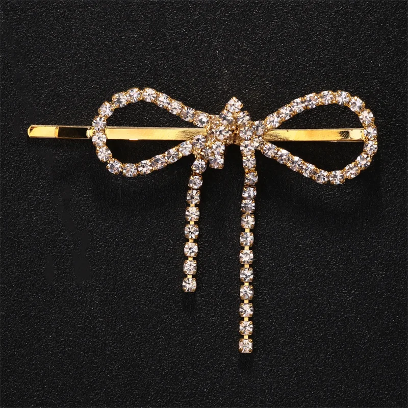 New Rhinestone Butterfly Knot Hair Clip Bangs Hairpin Rhinestone Tassel Headwear For Women Girls Hair Accessories