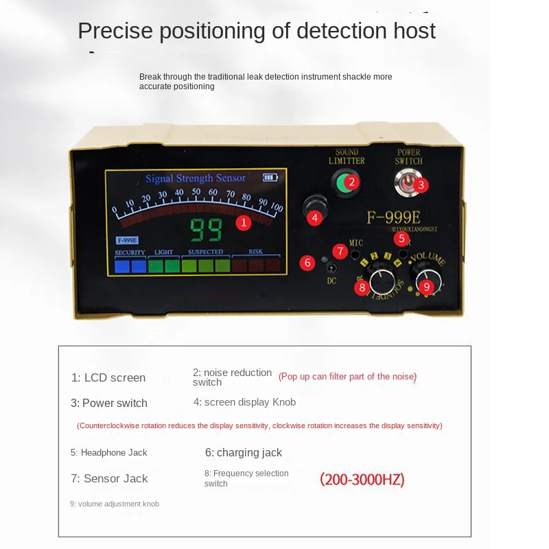 Imagem -05 - Detector de Vazamento de Tubulação de Água Doméstica Piso Aquecimento Detecção de Vazamento Interior F999l F999e