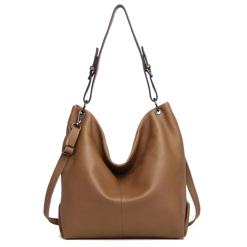 New Genuine Leather Woman Bag Soft Cowhide Shoulder Simple And Large Capacity Practical Versatile Crossbody