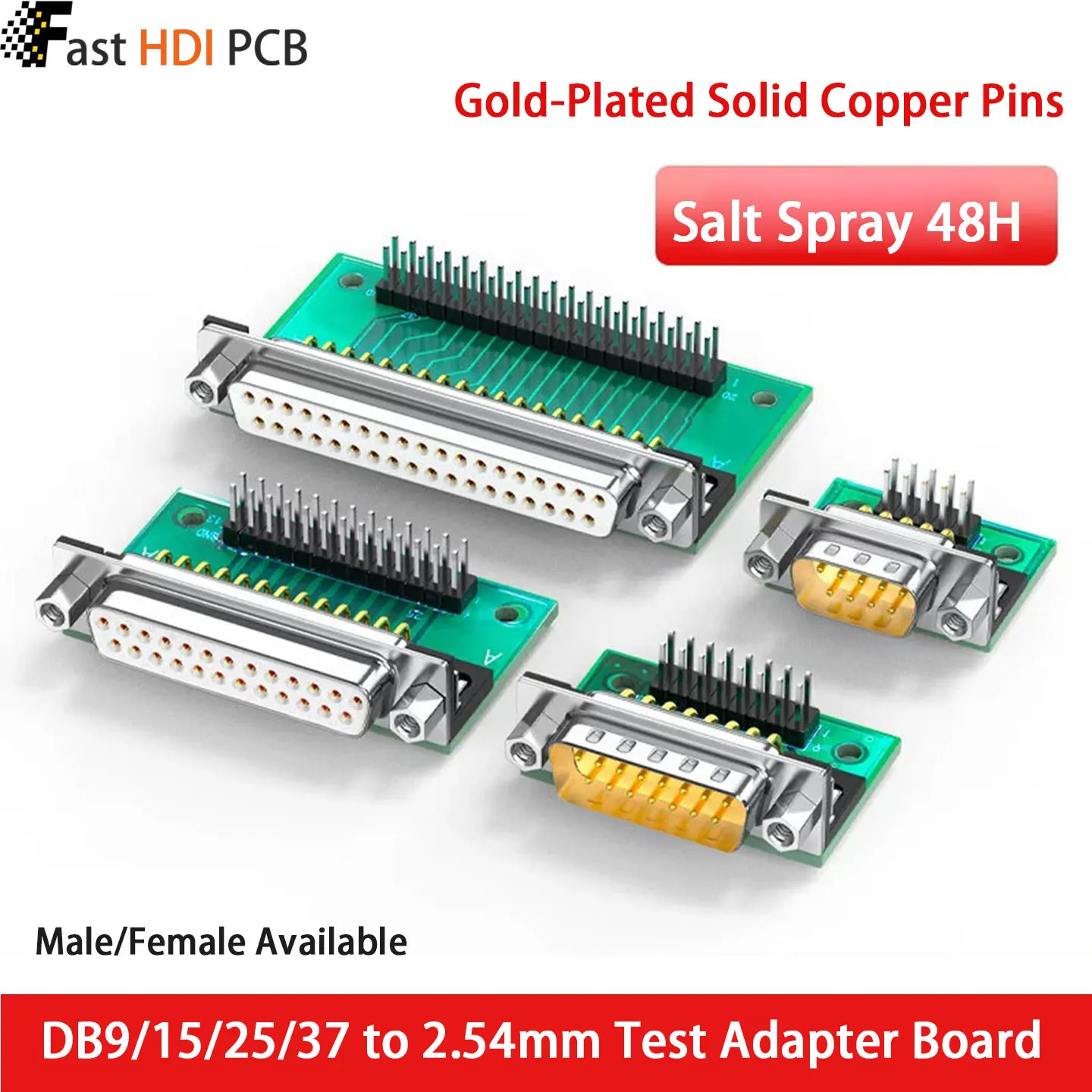 DB9 DB15 DB25 DB37 to 2.54mm Pin Header Adapter Board Male Female Breakout Module for RS232 RS485 Serial Communication PLC