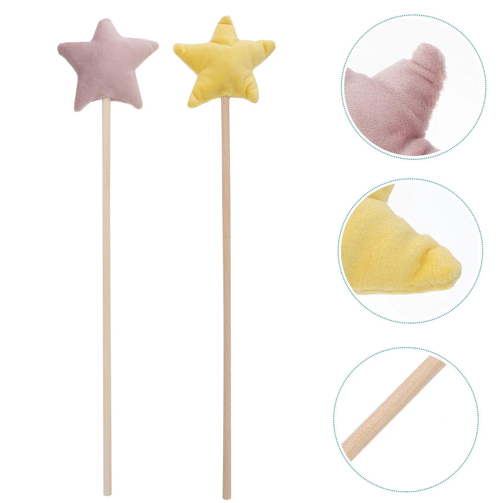 

2Pcs Star Shaped Fairy Wand Colorful Decorative Prop Cosplay Party Photography Concert Accessory Lovely Gift for Baby Girls