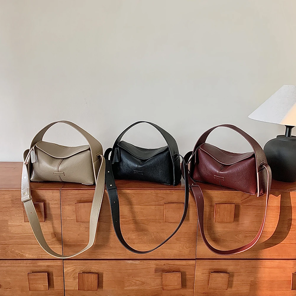 

Shoulder Bags for Women PU Leather Horizontal Niche Crossbody Bag Large Capacity Women Leisure Bag Solid Color Commuting Handbag