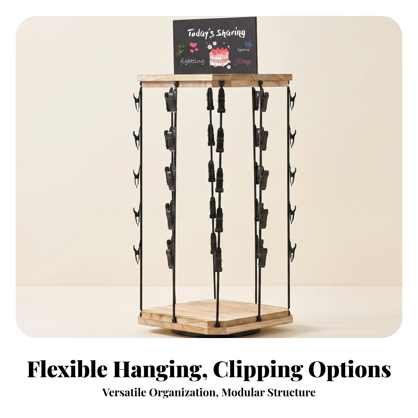 Rotating Snack Rack with Clips - огляд і ціна Display Stand Wood