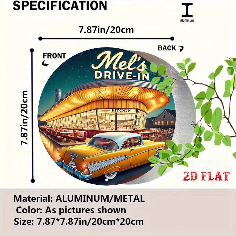 CIFBUY Vintage 2D Flat Aluminum Wall Art Waterproof Night Scene Metal Sign for Home Garage Cafe Restaurant Decor