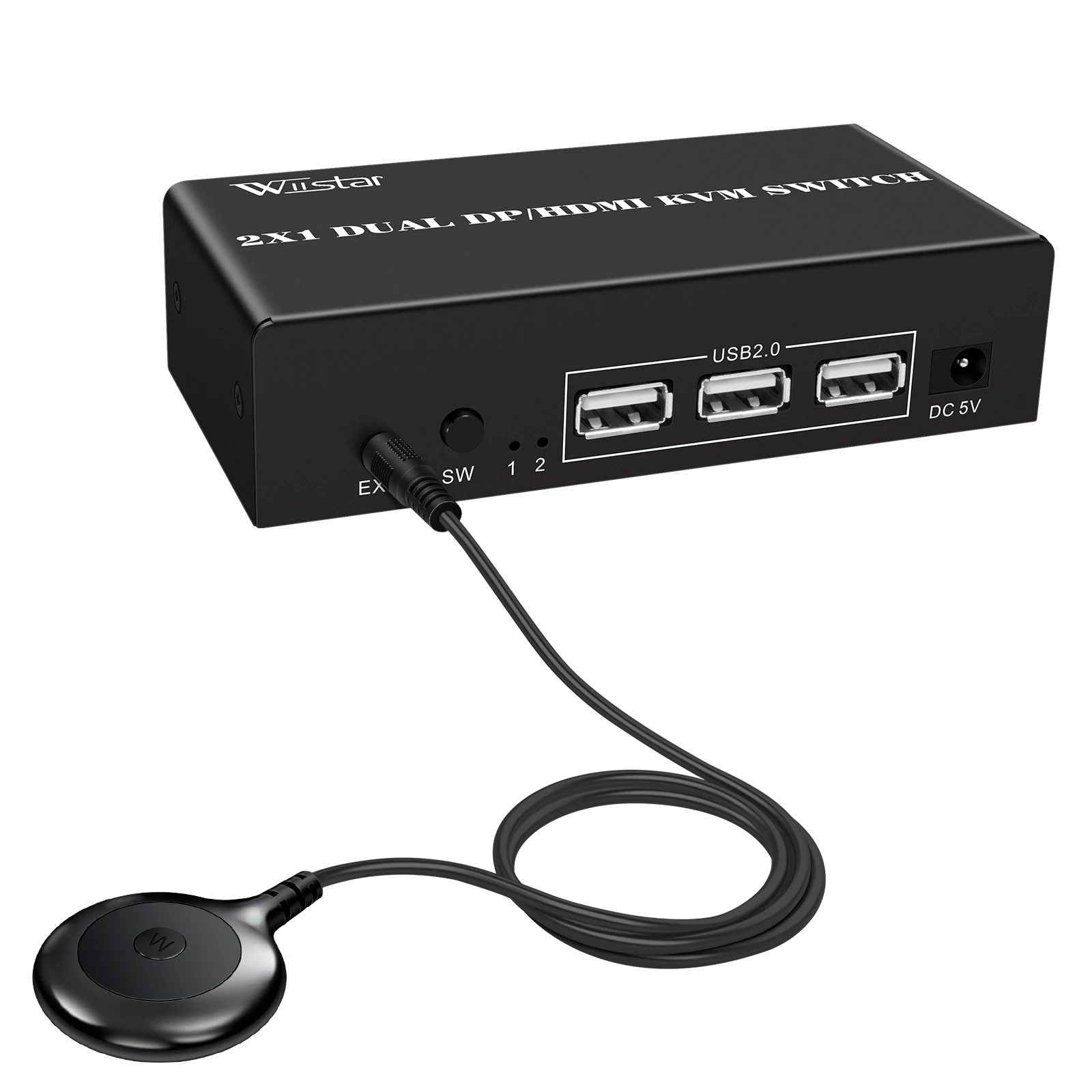 2x1 شاشة مزدوجة KVM Switch HDMI و DP 4K 60 هرتز 2 PC التحكم 1 لوحة المفاتيح الماوس USB Hub للوضع الممتد أو معكوسة #6