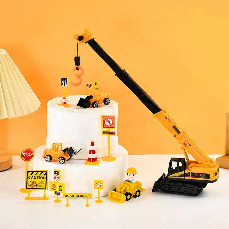 

Excavator Car Crane Tractor Birthday Cake Topper Tractor Construction Party Cake Decor Supplies Birthday Baby Shower Cake Baking