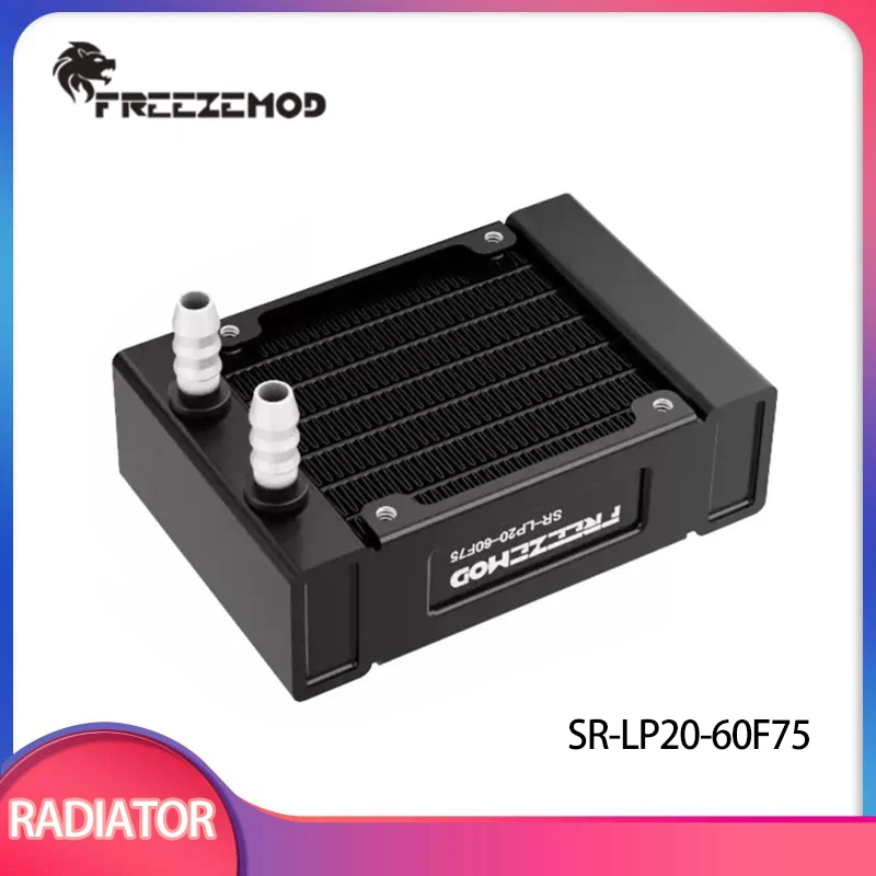

FREEZEMOD PC Heat Sink Aluminum 60mm Aluminium Radiator Tube Mini Heat Exchanger Water Cooler Liquid Cooling Black SR-LP20-60F75