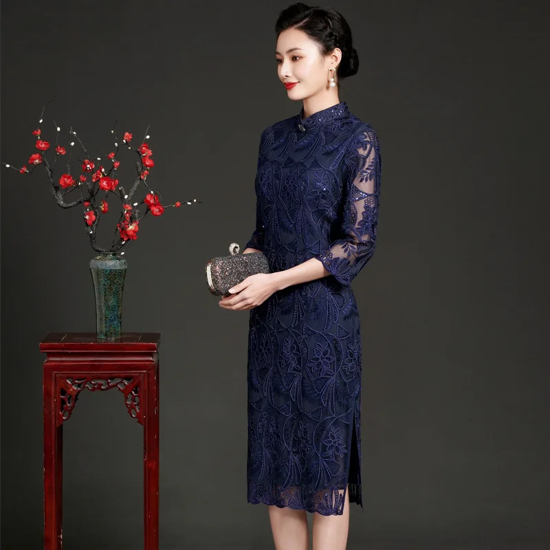 Yourqipao Chinese Traditional embroidered Cheongsam Evening Dress Wedding Guest Qipao Party Gowns 2024