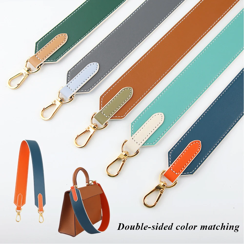 Summer Color Matching Bag Strap 100% Genuine Leather Shoulder Bag Strap Fashion Accessories For Handbags With Golden Buckle