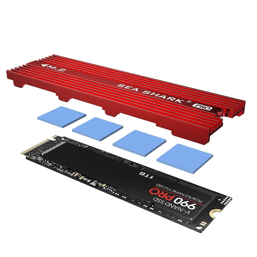 JEYI M.2 SSD Koellichaam 2280 SSD Koeler Aluminium Dubbelzijdige Koelplaat met Thermische Siliconen Pad voor PS5/PC PCIE NVME NGFF M2 SSD