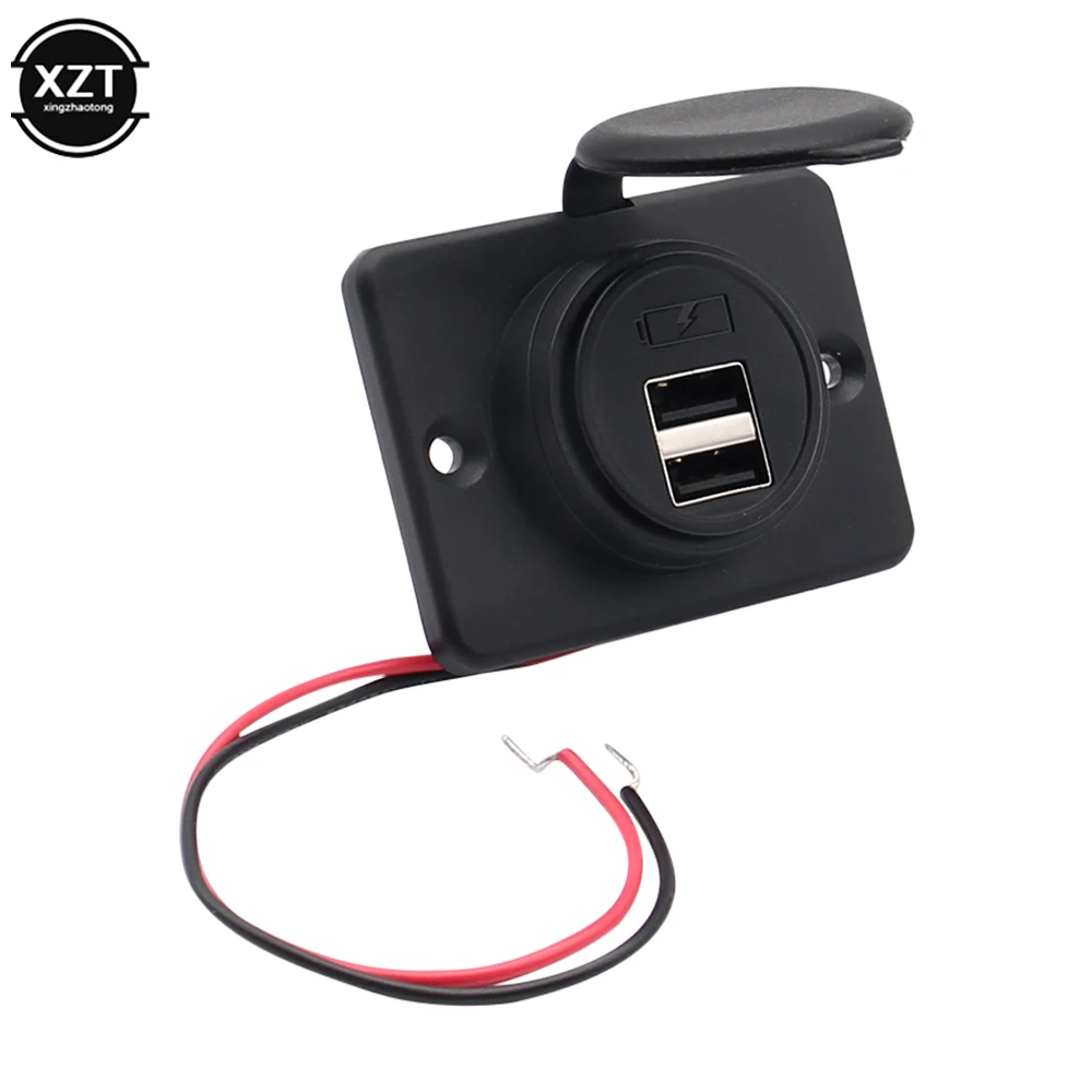 Universal 12-24V 4.1A Dual USB Charger Power Socket Adapter Charging Panel Mount for Motorbike Car Boat ATV UTV Camper Caravans