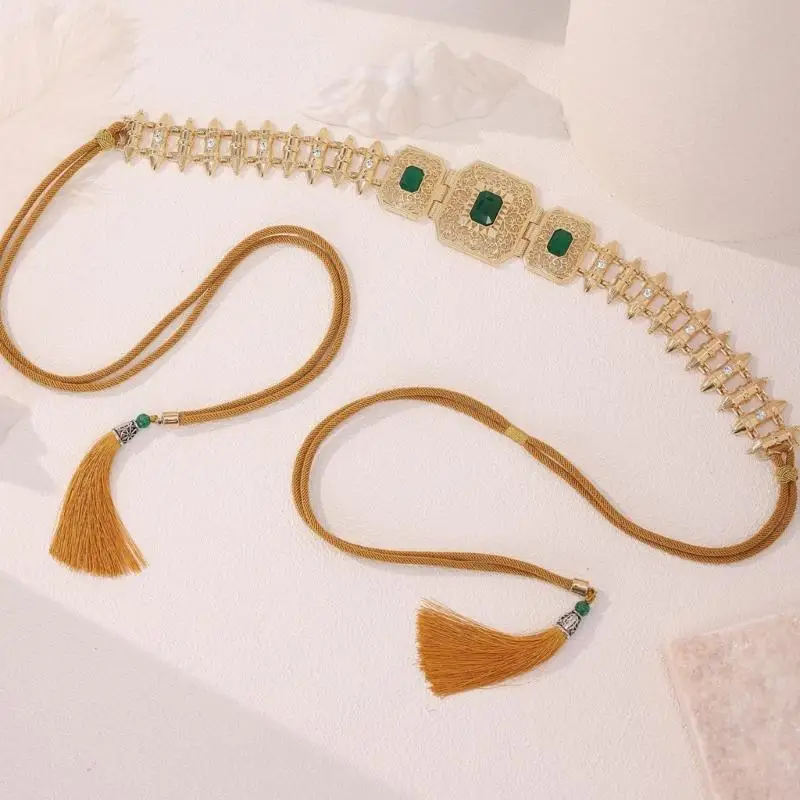 

A52E Moroccan Waist Chain Belly Chain Belt Ethnic Wedding Belt Belly Chain for Dress