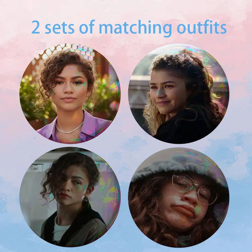 Actor Z-Zendaya Coleman 2 piece set Pins Creativity Printed Pictures Text Metal Lapel Badges Brooches Jewelry Gift