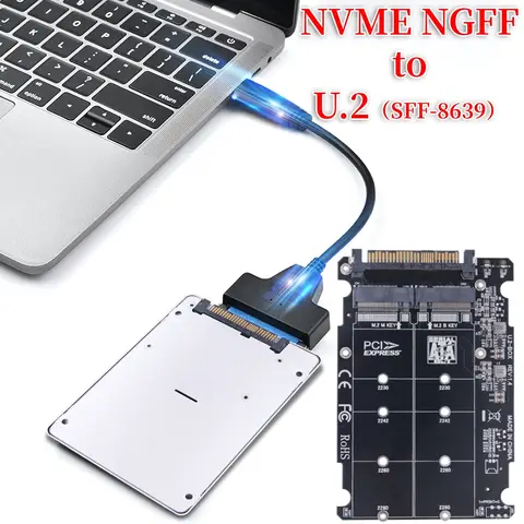 M.2 SSD To U.2 Adapter Card M.2 NVMe SATA-Bus NGFF SSD To PCI-e U2 SFF-8639 Adapter PCIe M2 Converter For Desktop Computer