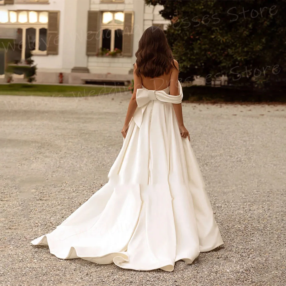 Simple A Line Women's Wedding Dresses One Shoulder Sleeveless Customized Bride Gowns Backless Side Slit Vestidos De Novia Boda