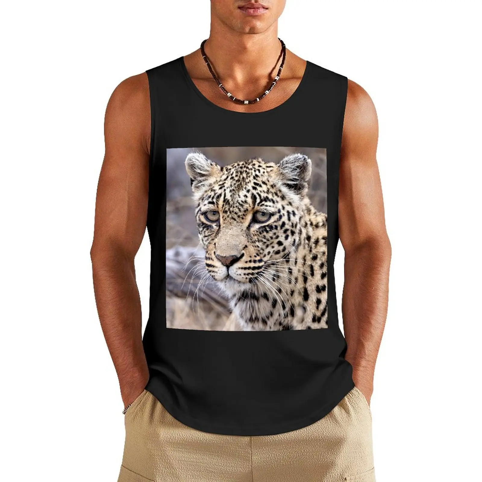 

Thandi - Female Leopard Tank Top sleeveless shirt man gym Vests