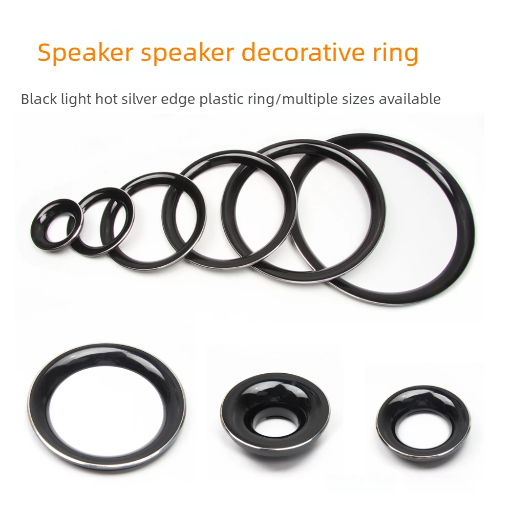 VYOPBC 4PCS Speaker Grille Bezel Decorative Panel Ring Black Glossy Silver Trim
