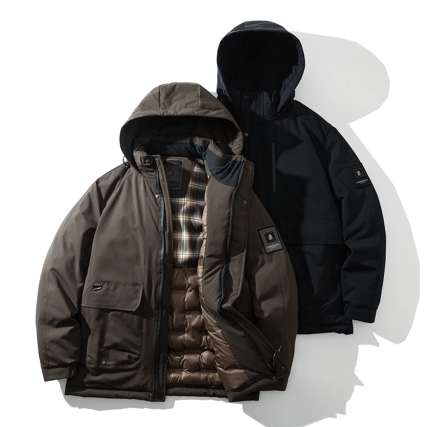 

Trade King Men's Thiened Warm Hooded Cotton Jaet New Winter Faion Urban Sle Stand Fit Youth Casual Outerwear