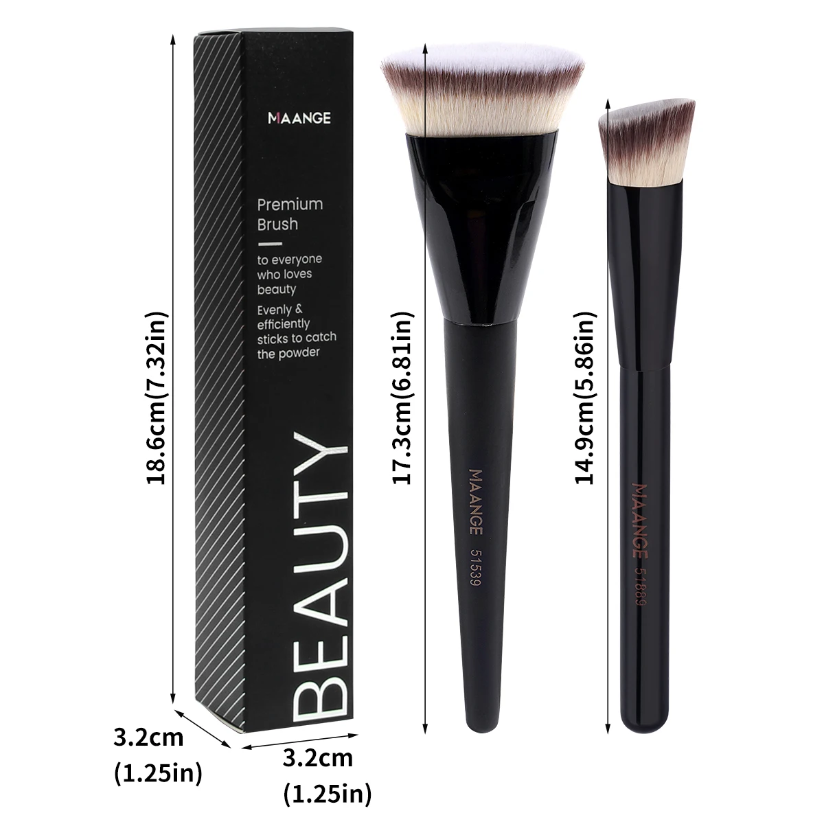 Brocha de maquillaje impecable, 2 uds., brocha de contorno de base plana/ángulo, brocha de maquillaje debajo de los ojos para crema líquida, Kit de herramientas de belleza de maquillaje