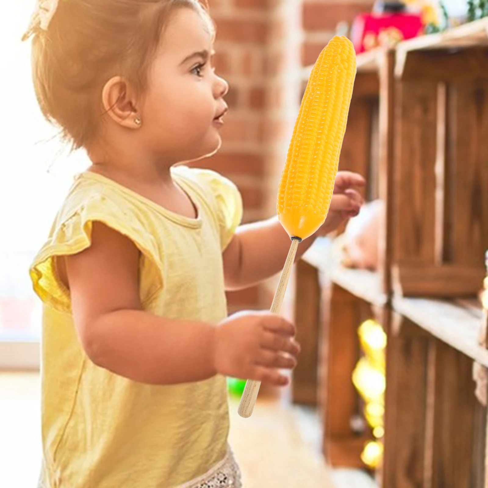 

1Set Corn Shape Shaker Instrument for Toddlers Realistic Vegetable Plaything Safe Material Early Childhood Development Music