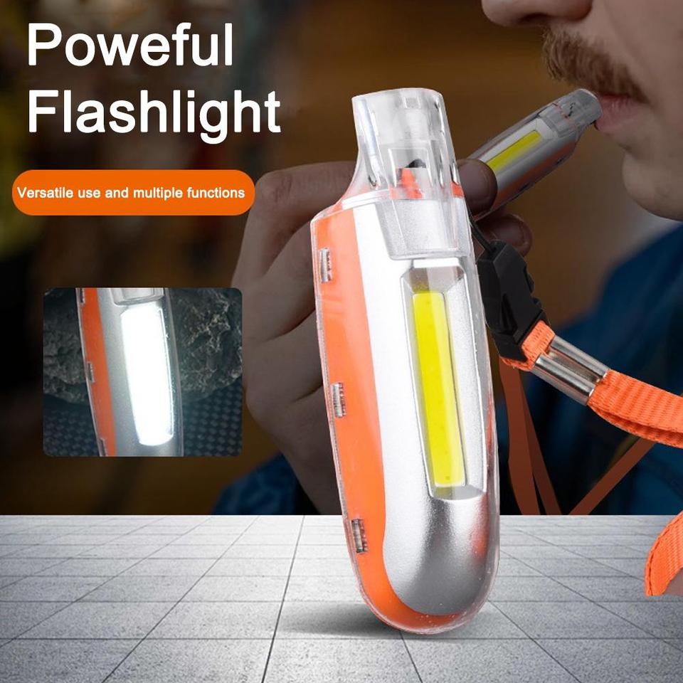  Rechargeable LED Safety Whistle with Lanyard, Bright Neck Light for Running, Jogging, Hiking, and Emergency Outdoor Sports 