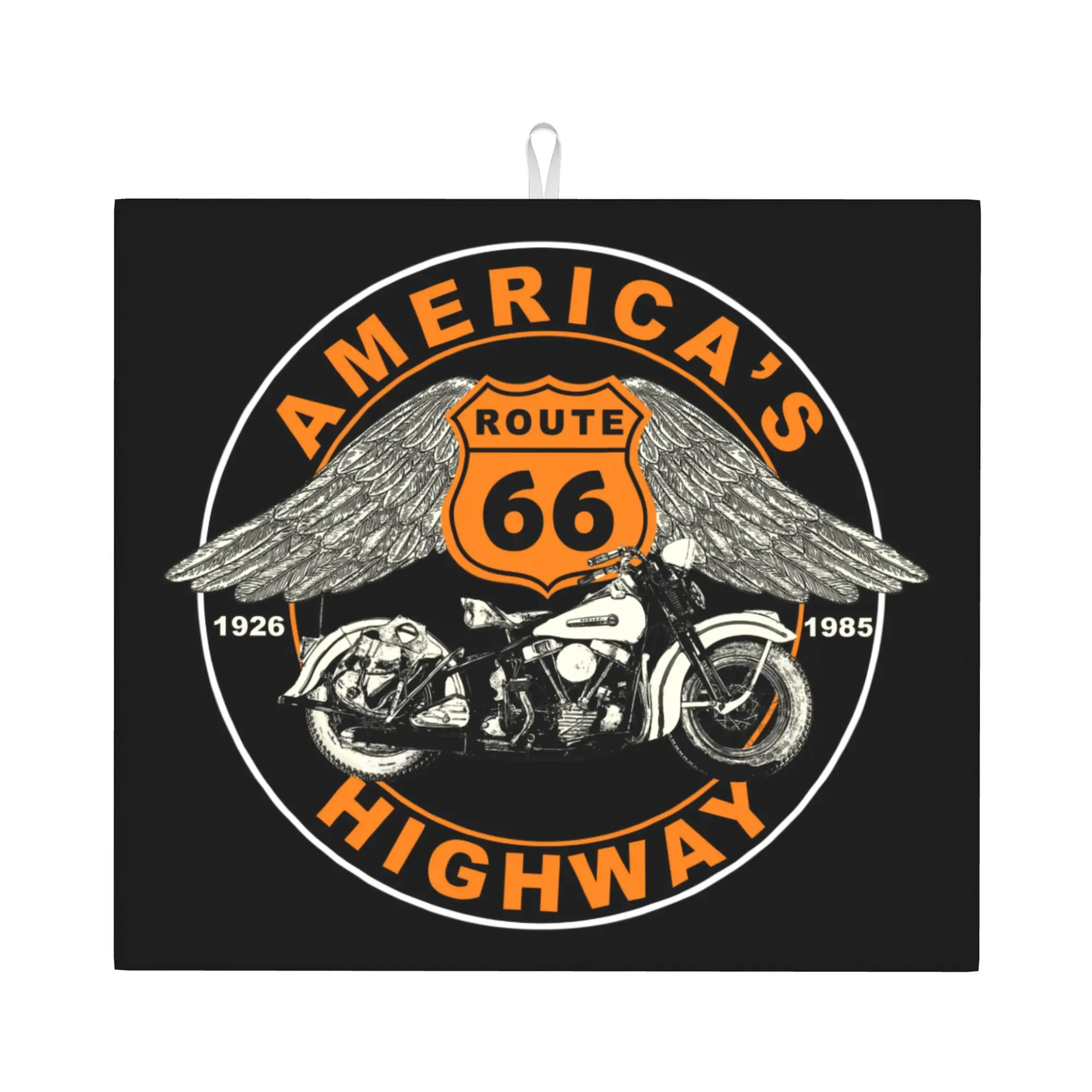 Route 66 Americas Highway Poster Non‑Slip Waterproof Absorbent Barware Tableware Oil Proof Bathroom Drying Mat For Kitchen
