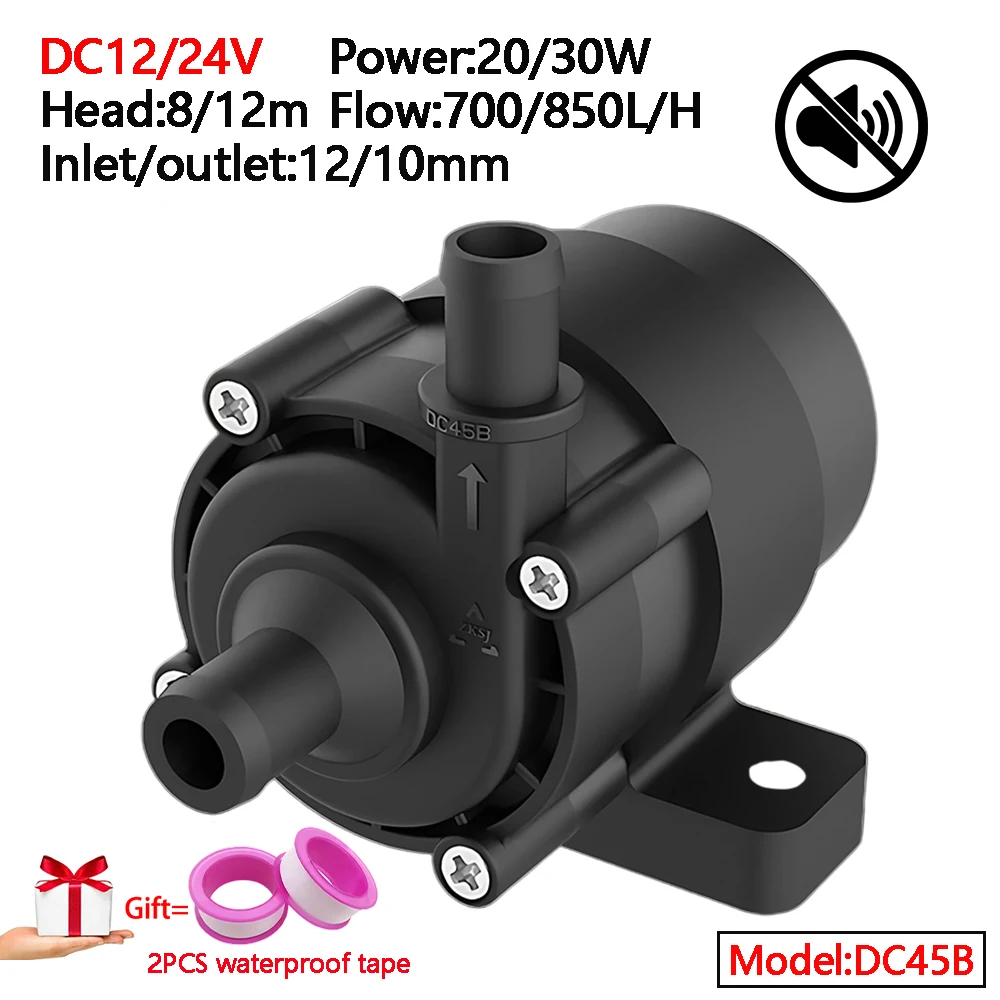 Small Silent Water, Cold and Warm Circulation Pump DC12/24V Brushless Motor Submersible Pump Soilless Hydroponics IP68