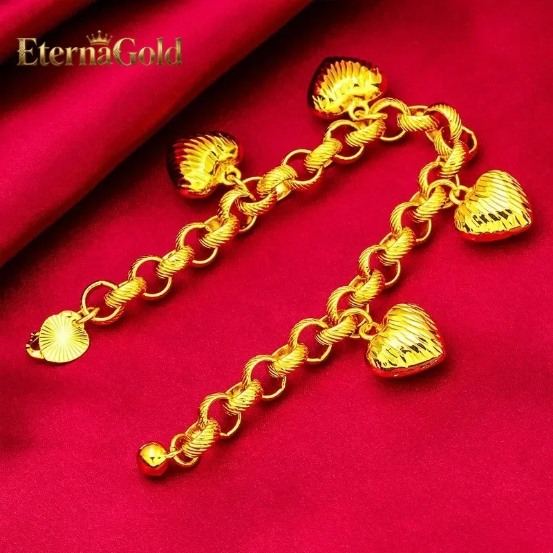 

EternaGold 24K Gold Pineapple Heart Bracelet AU999 Pure Gold, playful pineapple-heart design, 3D shape for a lively and elegant