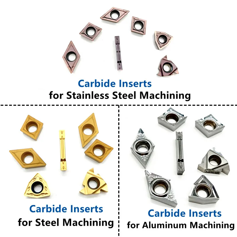 SANAI 7Set di portautensili per tornio CNC nichelato con gambo da 16MM con inserti in metallo duro e chiavi in custodia