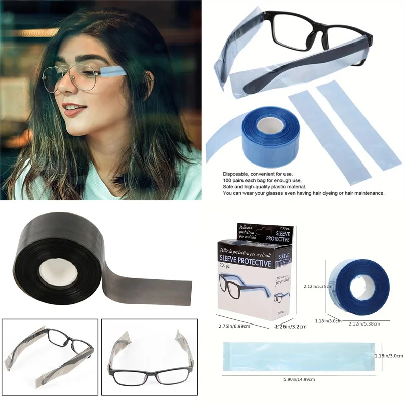 200pcs/Box Hairdressing Barber Hair Coloring Eyeglasses Protector Anti-Staining Tools Disposable Glasses Leg Sleeves Cover