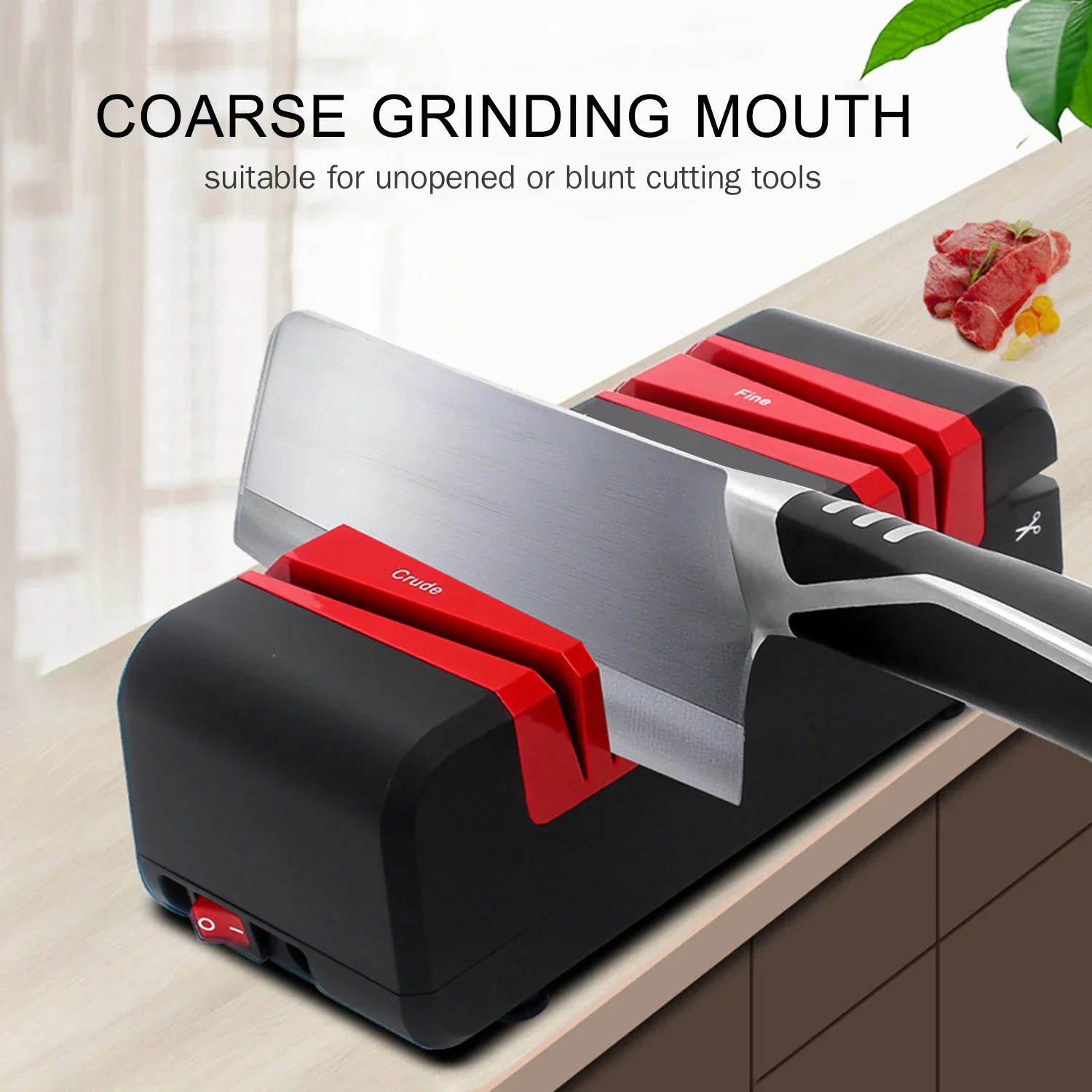 

Electric Knife Sharpener Cut Sharpeners with 15-Degree Bevel Crude and Fine Grooves for Straight Serrated Knives Scissors