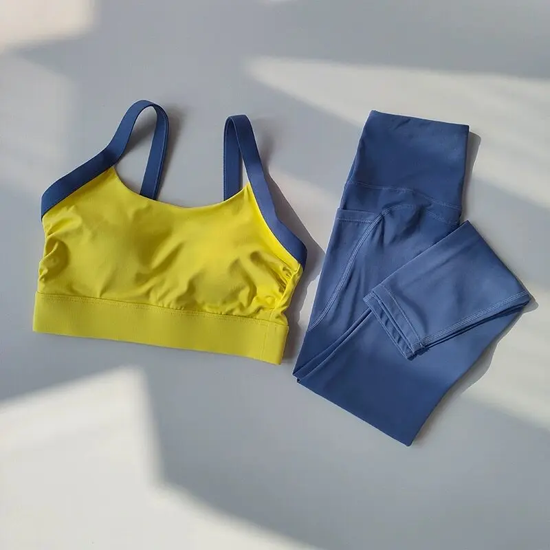 Summer 2026 Women's Yoga Set Breathable Fitness Pilates Two-Piece Set Beautiful Back Sports Bra for Active Women