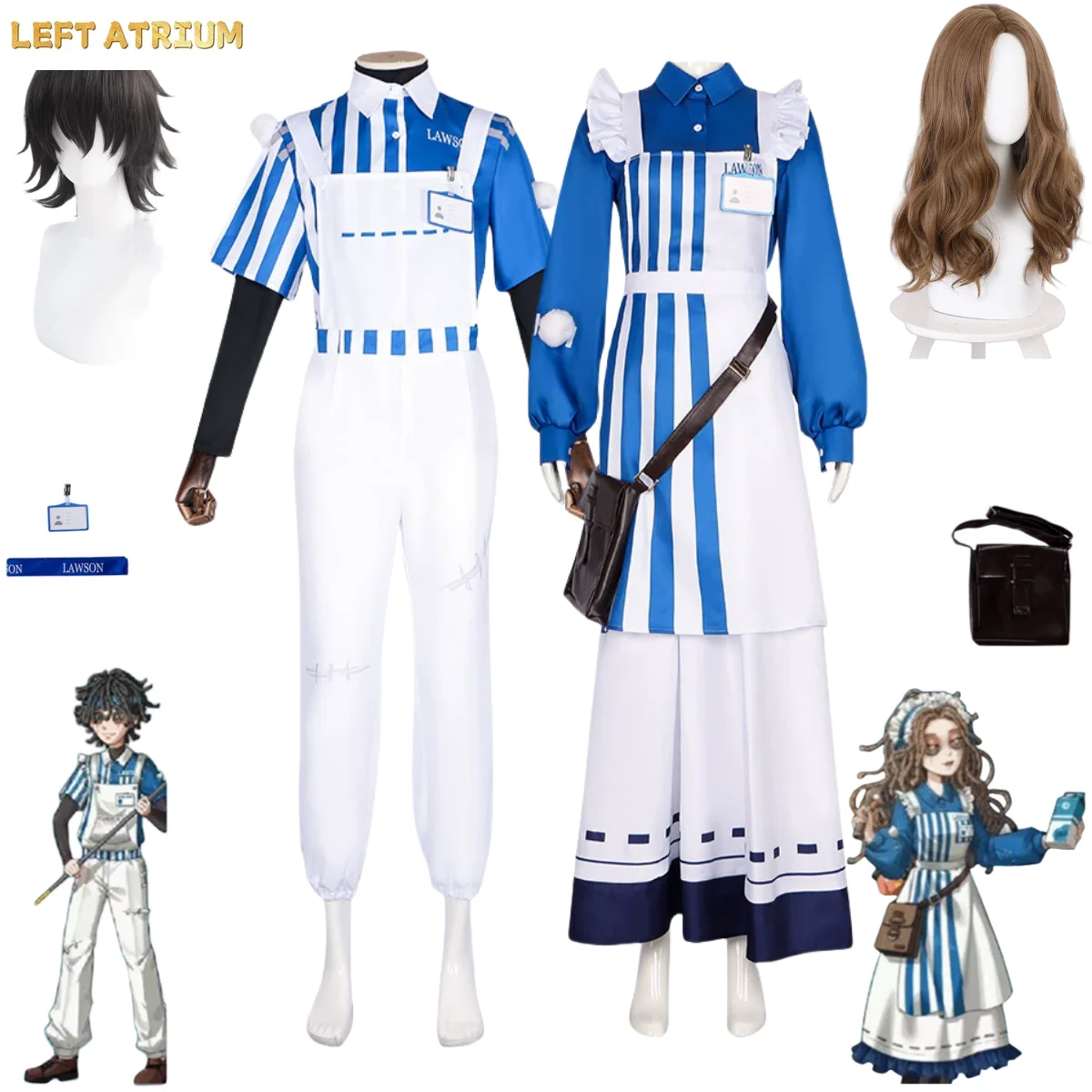 Costume de cosplay Game Identity Ⅴ Emil Ada Mesmer, Perruque de psychologue patient, Uniformes de travail, Chemise, Tablier, Homme Femme, Kawaii, Halloween