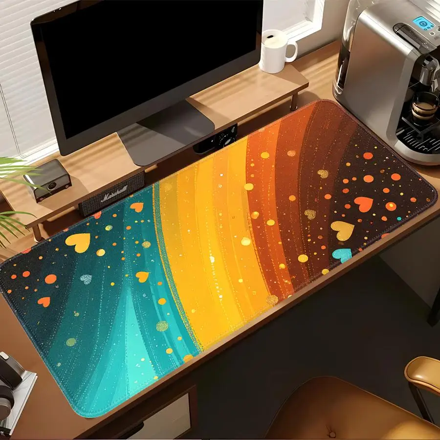 Rainbow Hearts Pattern Mouse Pad Game Console Pad Computer Laptop Pad Keyboard Mouse Pad office Pad Desk accessories rubber