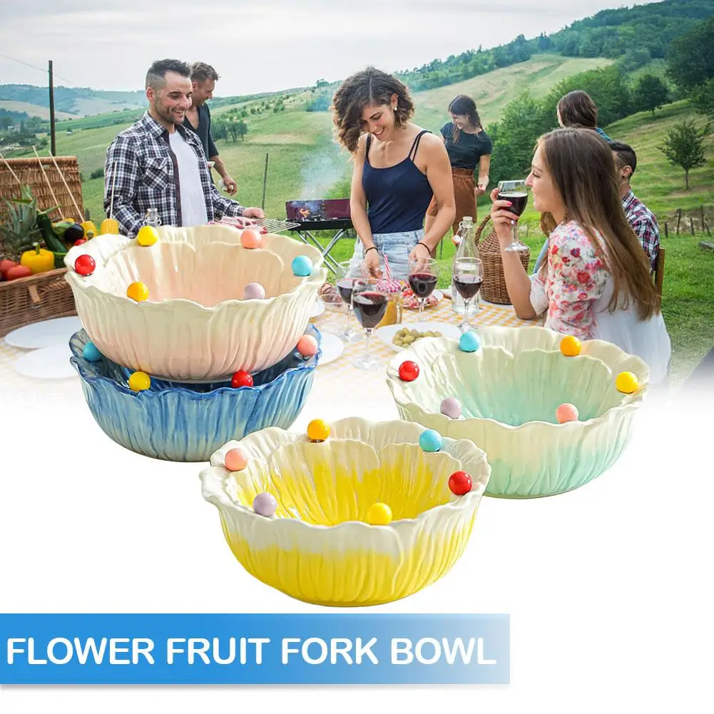 

Набор керамической посуды: Изысканная тарелка для фруктов с вилкой из нержавеющей стали, рождественское украшение, кухонные принадлежности для десертов