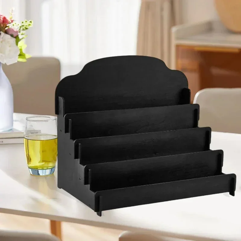 Greeting Card Display Stand Wooden Step Display Holder Shelf Desktop Storage Rack for Postcards Hair Clips Brochure Holder