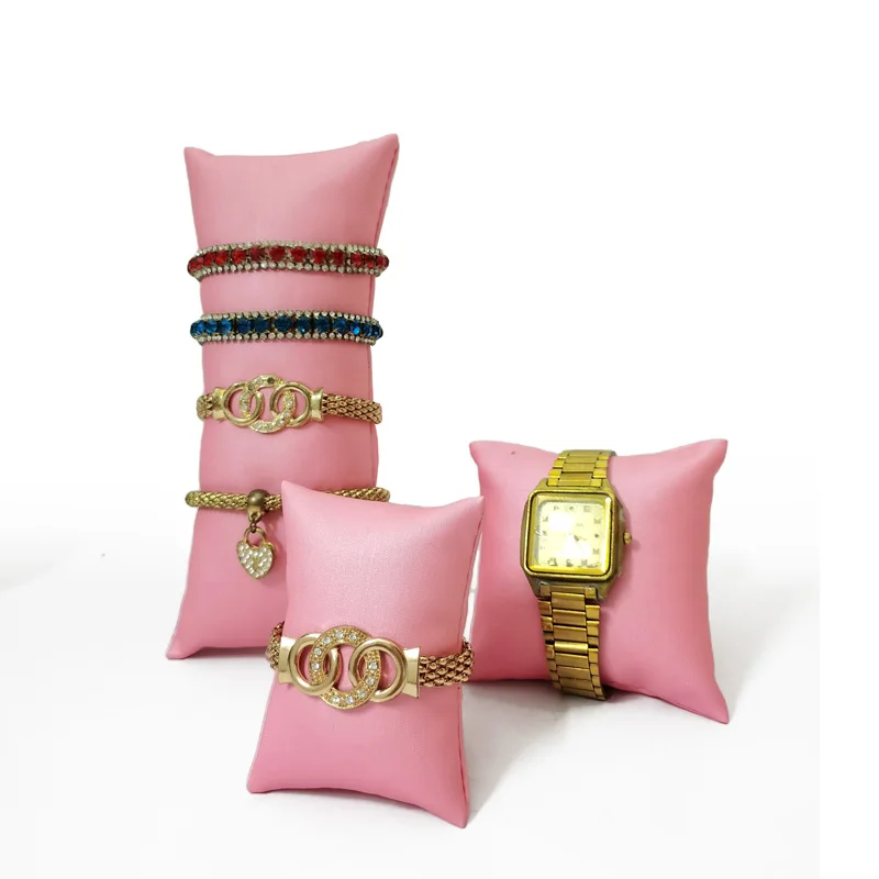 Pink Brushed Leather Jewelry Display Pillow Watch Bracelet Storage Display Pillow Bracelet Necklace Display Pillow