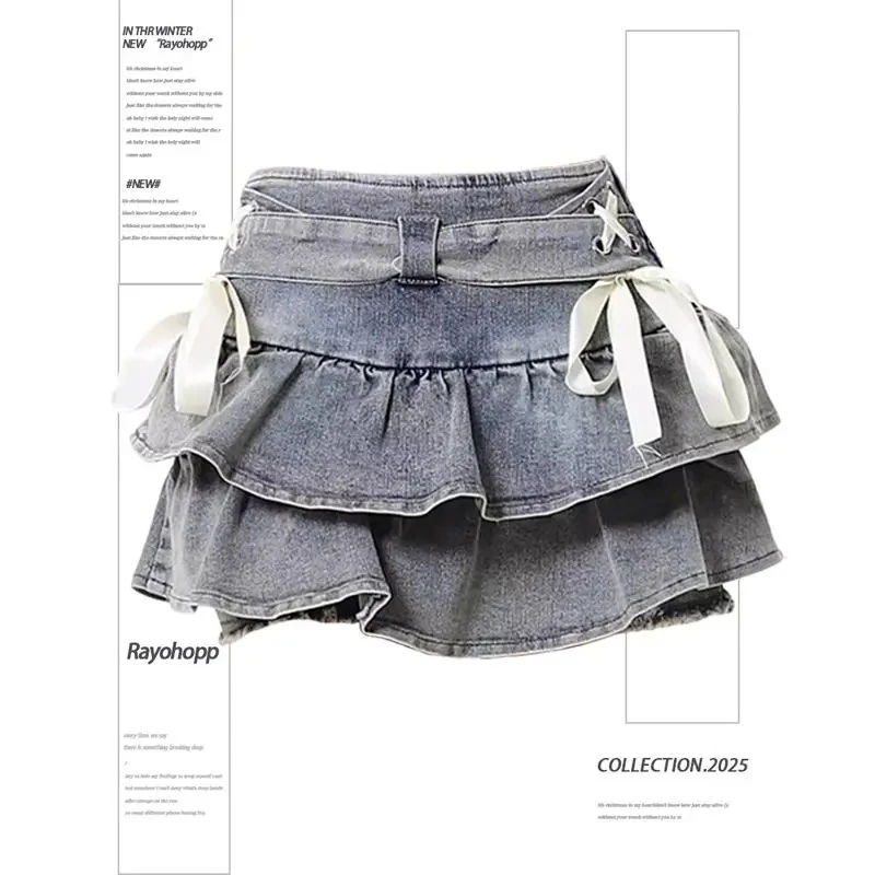 Black Gothic Mini Skirt Woman Y2K Korean Fashion High Street Aesthetic Elegant Retro A-line Mini Denim Skirt Outfits 2025 - Image 6