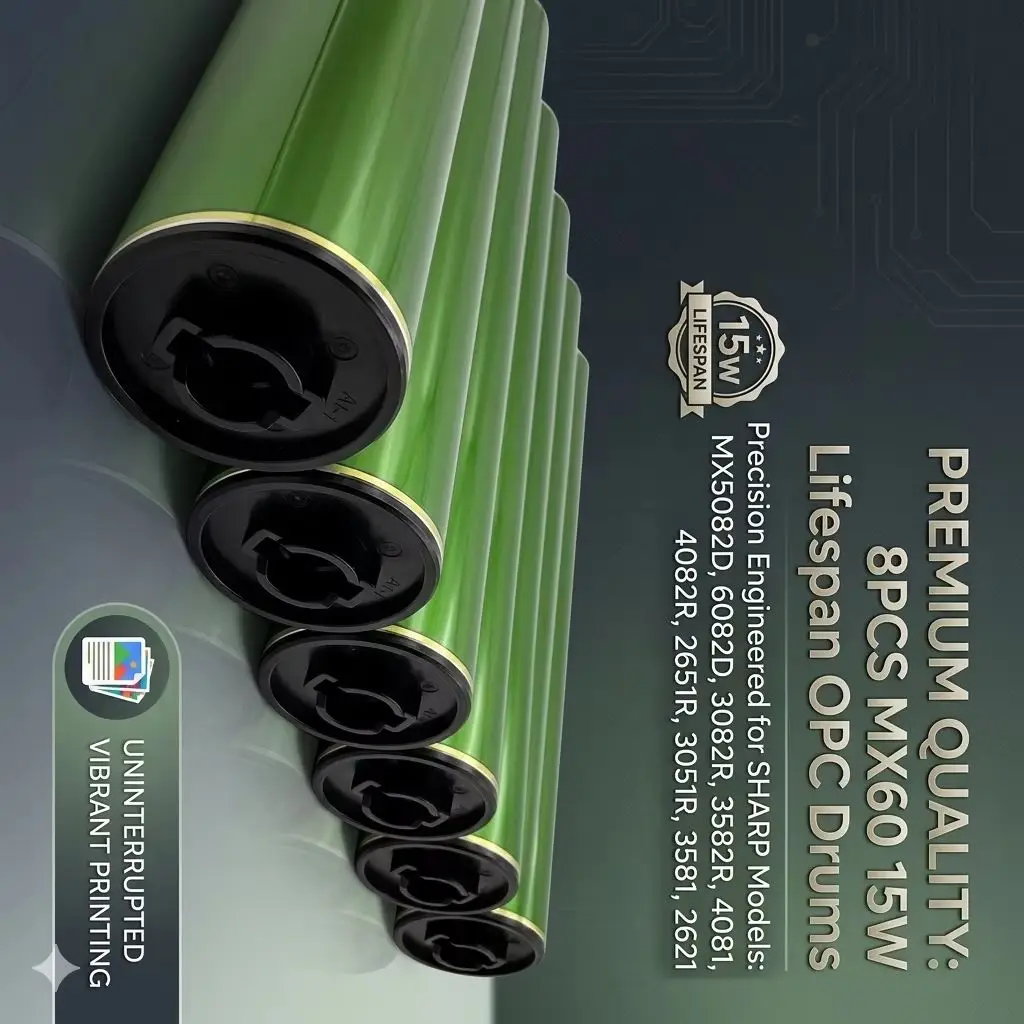 

8 шт. OPC-барабаны MX60 15W с увеличенным сроком службы для Sharp MX5082D, 6082D, 3082R, 3582R, 4081, 4082R, 2651R, 3051R, 3581, 2621