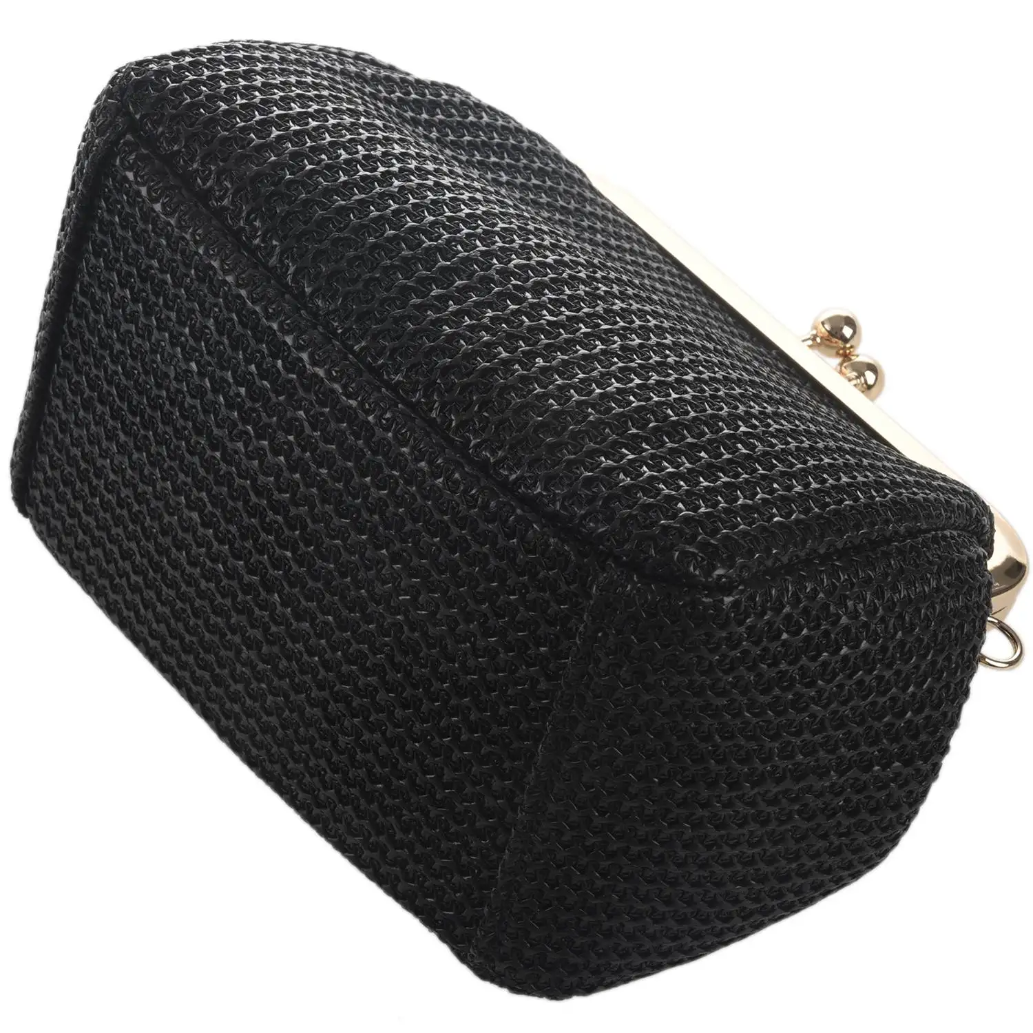 Small Crossbody Boho Bags For Women Evening Clutch Bags Hasp Ladies Handbag Female Straw Beach Rattan Women Messenger Bag(Black)