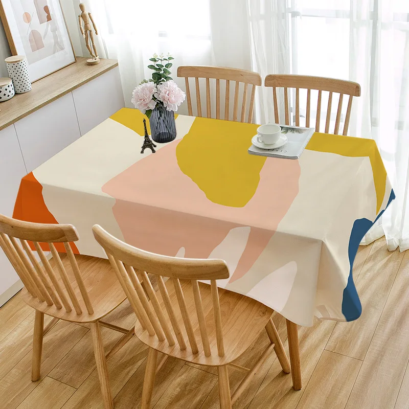 Nordic Style Abstract Tablecloth Oxford Cloth Table Cloth Waterproof Rectangular Table Cover for Kitchen Living Room Manteles