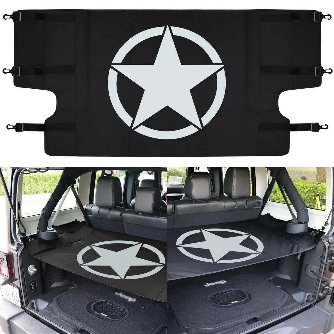 

Rear Cargo Cover Trunk Security Shield For 2007-2018 for Jeep Wrangler JK JKU 4-Door