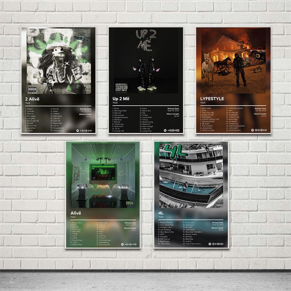 Popular Rapper Y-Yeat Posters Famous Singer Music Album Modern Prints Canvas Painting Wall Art Pictures Home Living Room Decor