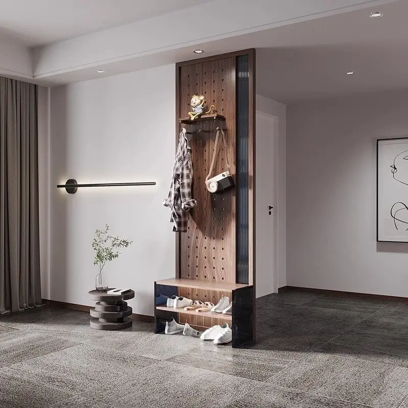 Entry into the door Solid wood hole board rack, screen partition