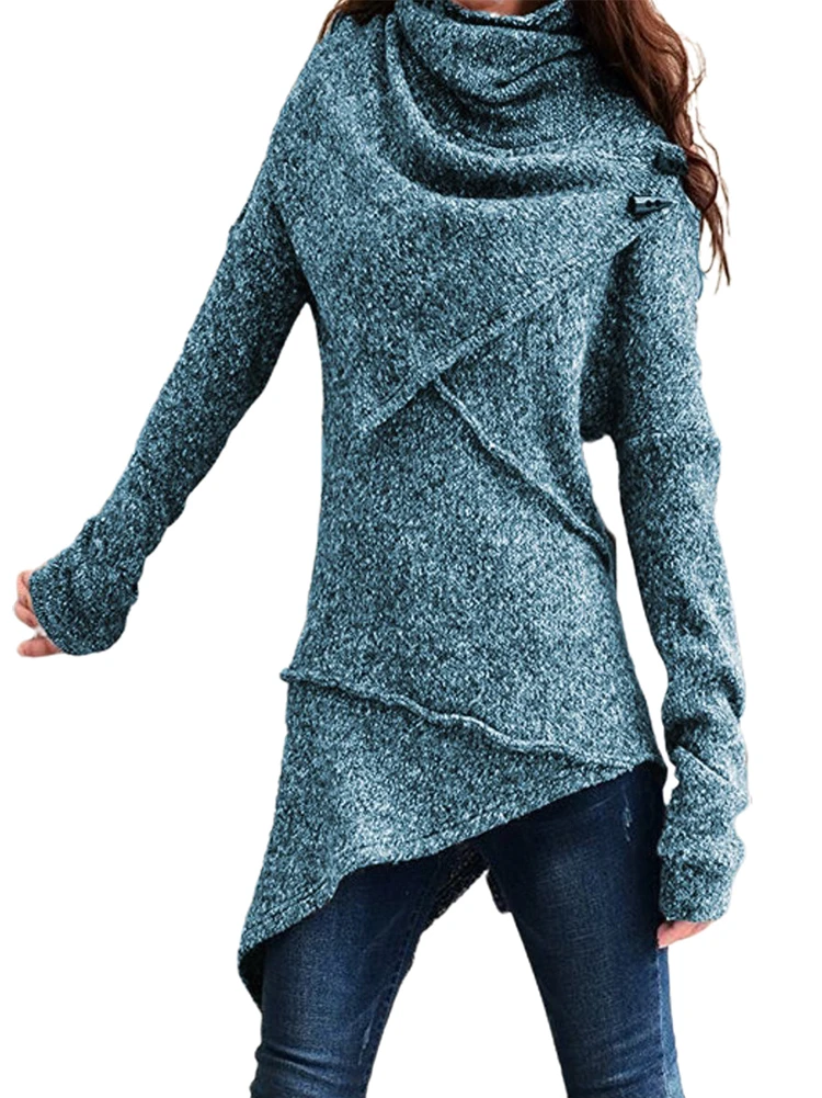 하이넥 패치워크 니트 스웨터 컬러 티셔츠 스트리트 슬림핏 롱 슬리브 라운드넥 레귤러 핏...