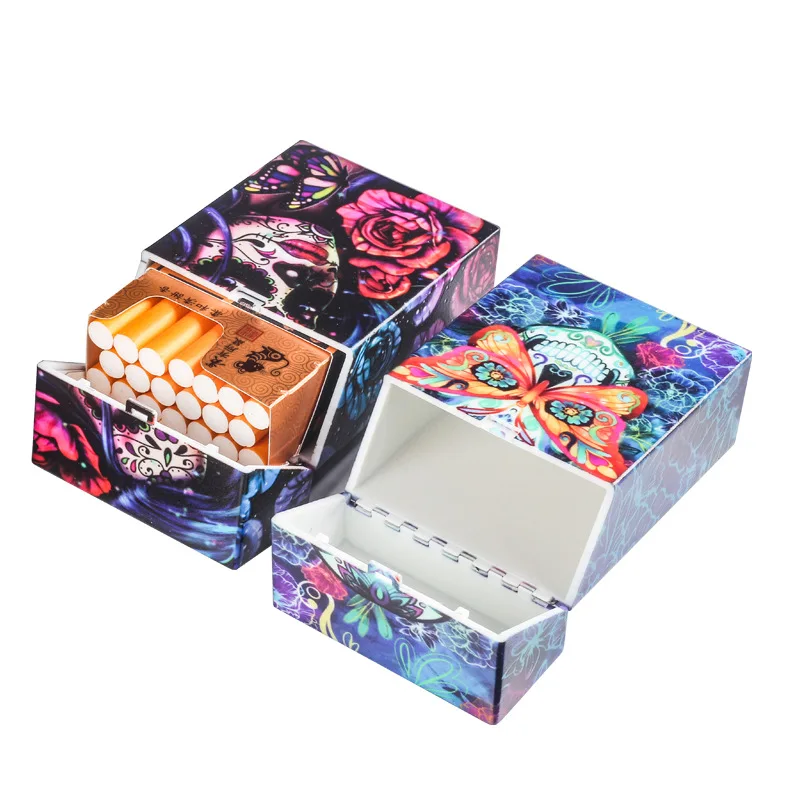 1Pcs Random Skull Pattern Smoking Cigarette Case Box Holder Cigar Tobacco Holder Storage Container Smoking Accessories image 5